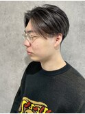 メンズビジネス刈り上げセンターパートブルーブラック