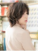 ★マロンベージュ小顔ウルフカットフェザーショート30代40代★1