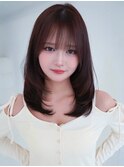 ANGELICA 顔まわりレイヤー 内巻き チェリーブラウン