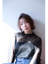 ジェニーバイメノン(JENNIE by Menon)&nbsp;切りっぱなし　パツっとボブ　ブラウンカラー 似合わせカット