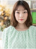 シースルーバング/スモーキーカラー/くびれミディアム/艶髪g