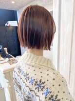 キャアリー(Caary) 福山市Caary暖色オレンジピンクベージュミニボブ切りっぱなし