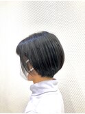 黒髪/前下がりショート/40代50代60代/ショートボブ/ヘナカラー