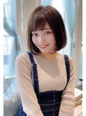 正統派内巻き 乾かすだけで内に入る前下がりボブ