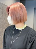 ピンクボブ_外ハネボブセクションカラーペールベージュ_ba394171