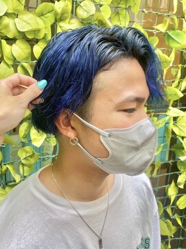 ココカラヘアー ニコ(cococara hair nico) ブルーブラック/スパイラルパーマ/刈り上げ/ダブルカラー