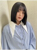 顔まわりカットミニボブヘアストレートボブぱっつん前髪カット