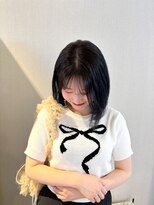 アム(amu) 内巻きボブスタイル/ラベンダーグレージュ/暗髪カラー