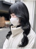 【白石】ブリーチなし艶感ブルーブラック暗髪トーンダウン原宿