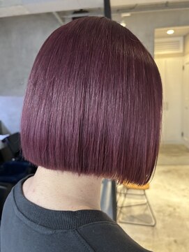 エリマ 調布(elima) ボルドールビーワインレッドカラーブリーチありミニボブ