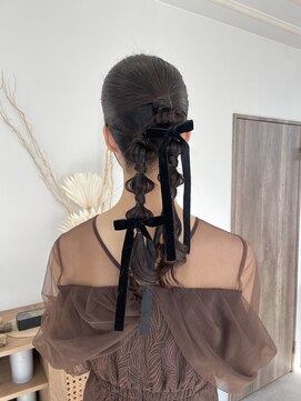 ウル 岡山駅店(ULu.) 結婚式ヘア二次会ヘア編みおろしカチモリシニヨン岡山ヘアセット