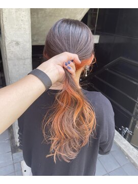 アクト(ACT) インナーカラー・オレンジ・ポニーテール