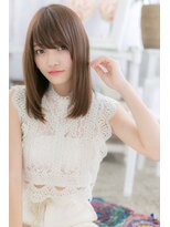 ミック ヘアアンドメイク アップ 駒込店(miq Hair&Make up)&nbsp;斜めバングで目力UP！カーキアッシュしっとりエアストレートb1