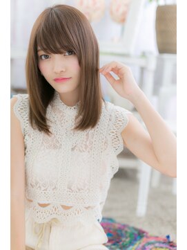 ミック ヘアアンドメイク アップ 駒込店(miq Hair&Make up) 斜めバングで目力UP！カーキアッシュしっとりエアストレートb1