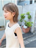 グレーベージュ/ベージュ/前髪パーマハ24ケアブリーチ渋谷