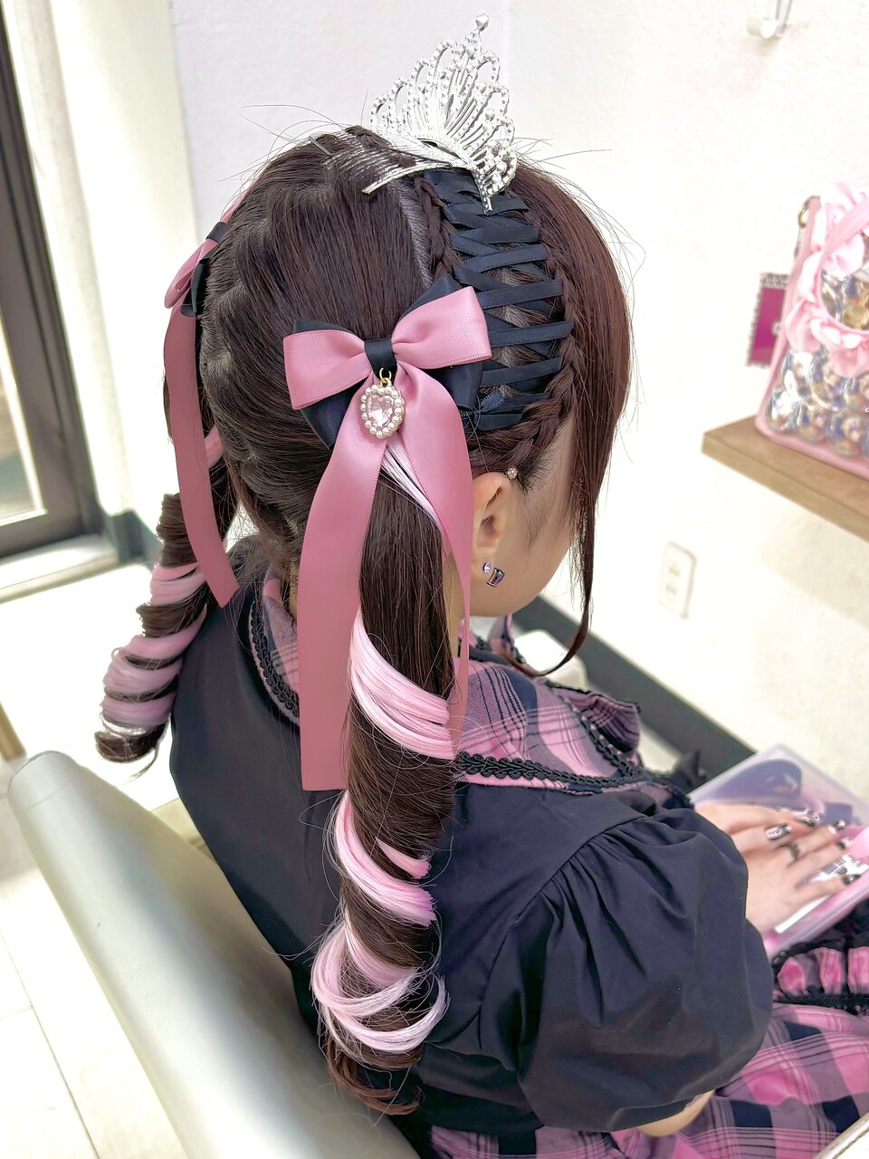 量産型】レースアップコロネ巻きツインテール☆カラーエクステ