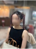 高めの三つ編みツイン