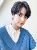 ゆるめ縮毛矯正☆大人メンズボブパーマ黒髪ハイライト前髪パーマ