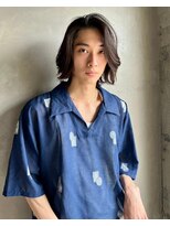 ミディアムセンターパート×ソフトパーマ