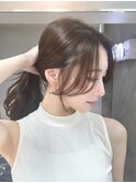 顔まわりカットアッシュブラウンカラーレイヤーカット