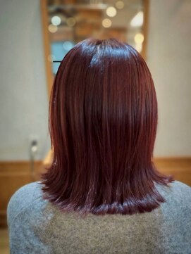 アロマ ヘアー ルーム 新宿3号店(AROMA hair room) チェリーレッドボブ/艶感カラー/大人可愛いミディアム