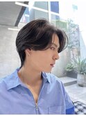 韓国風センターパート色気メンズマッシュ