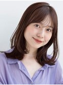 くびれミディアム/レイヤー/顔周り/ミルクブラウン/20代30代