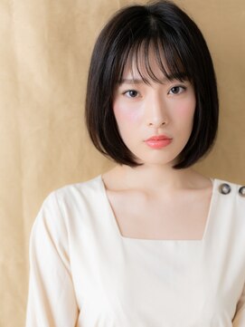 カバーヘア ブリス 大宮西口(COVER HAIR bliss) 小顔シースルーバング黒髪艶感ストレート前下がりボブ30代40代W