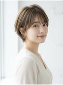 前下がりひし形ショートボブ30代40代50代くびれヘア丸顔面長