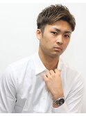 刈り上げセンターパートフェザーパーマサーフカール