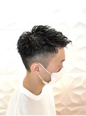 無造作パーマツーブロックショート