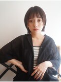 切りっぱなしボブ/ピンクベージュ/前髪/グレージュ/原宿