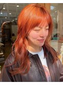 オレンジカラー　ロングヘア