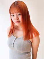 ザ ドッツ(THE DOTS) オレンジ ハイトーン 切りっぱなし ストレートヘア 20代