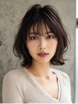 ノラ シブヤ(NORA)&nbsp;小顔ミディアムパーマミディアムデジタルパーマボブパーマ前髪