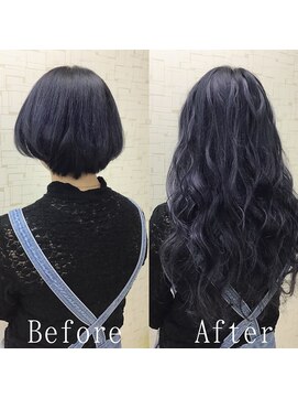 エクステ専門店あるじゃんすー 柏店 ネイビーブラックカラー#シールエクステ#地毛風カラー#柏