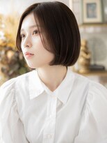 カバーヘアアンドスパ ブリス 浦和(COVER HAIR&SPA bliss)&nbsp;アシンメトリーかきあげ前髪小顔前下がりボブa浦和20代30代40代