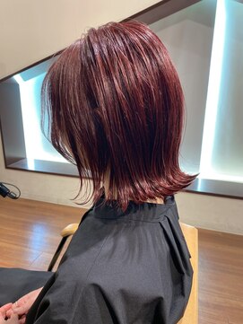 ジャム(Jam) 切りっぱなしボブ×レッドチェリーカラー★中村大輔