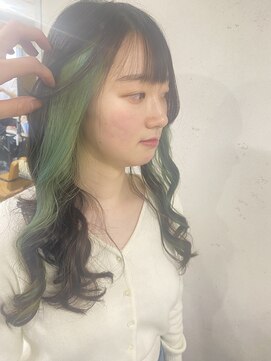 アジールヘア 東上野店(agir hair) 20代30代大人かわいい艶感グリーンアッシュインナカラー
