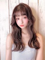 ロングレイヤーグレージュブリーチなしカラー透明感20代30代40代