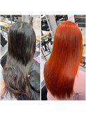 オレンジ/オレンジカラー/暖色ヘア/ブリーチ