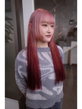 レコ(LECO) ハイトーンケアブリーチピンクとレッドのルーツデザインカラー