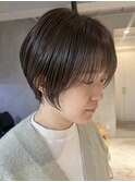 ショートボブマッシュショートイルミナカラーオリーブグレージュ