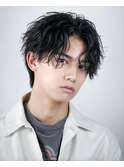 シャドウパーマ波巻きパーマツーブロック無造作マッシュ