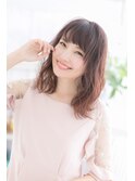 ショコラピンク透けバングおフェロ外国人風パーマa1