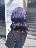 波ウェーブ インナーカラー フェイクブラック ラベンダー