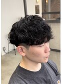 大分メンズ波巻きスパイラルパーママッシュ刈り上げツーブロック