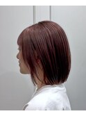 ピンクブラウン×ボブ