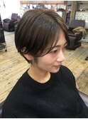 大人ショートボブ丸みショートカットマッシュショート前髪あり