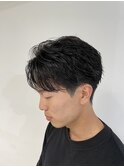 メンズセンターパートフェザーパーマメンズパーマ
